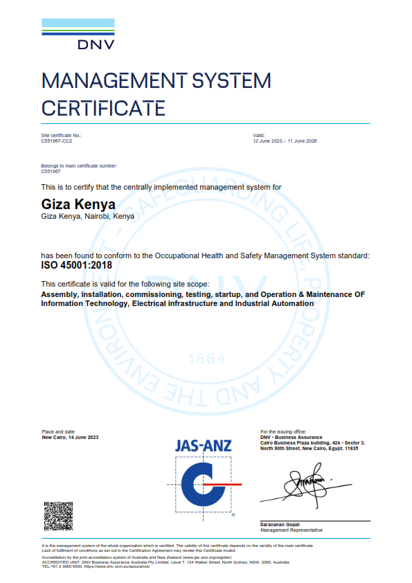GS Kenya ISO 45001 - 2023 to 2026